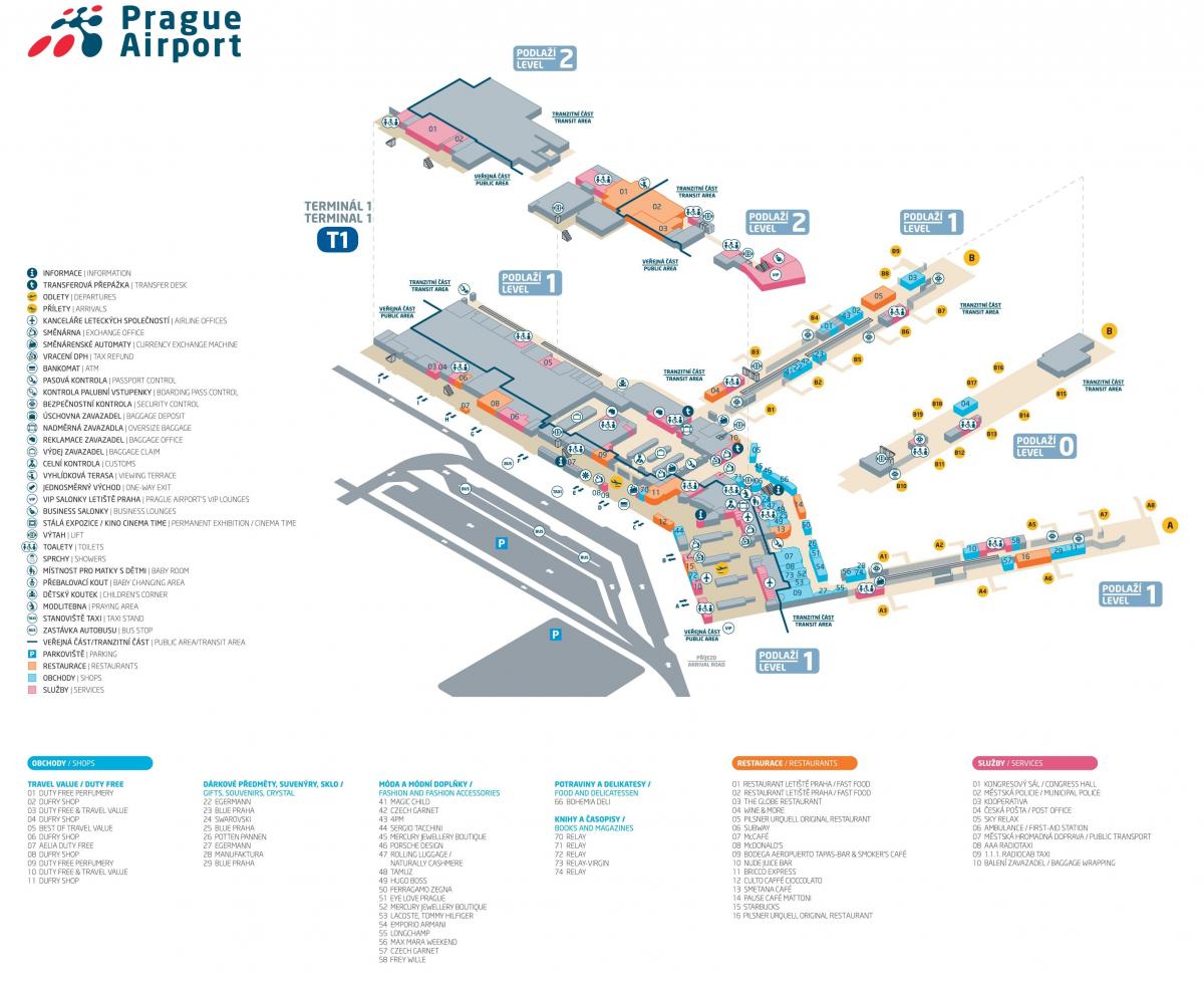Mapa terminala lotniska w Pradze